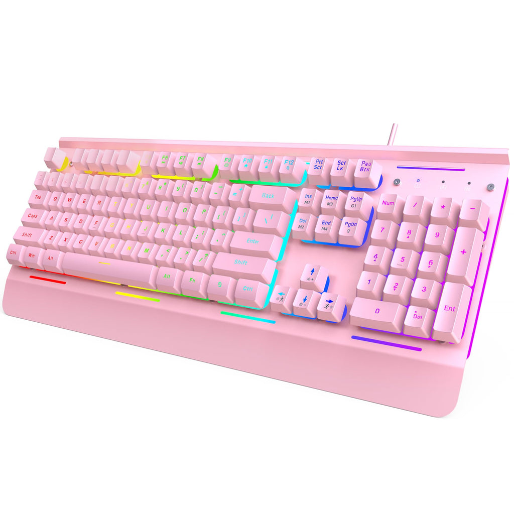 TECKNET Wired Gaming Keyboard, USB Wired Computer Keyboard, 15-Zone RGB Illumination, IP32 Water Resistance, 25 Anti-ghosting Keys, All-Metal Panel (Whisper Quiet Design)