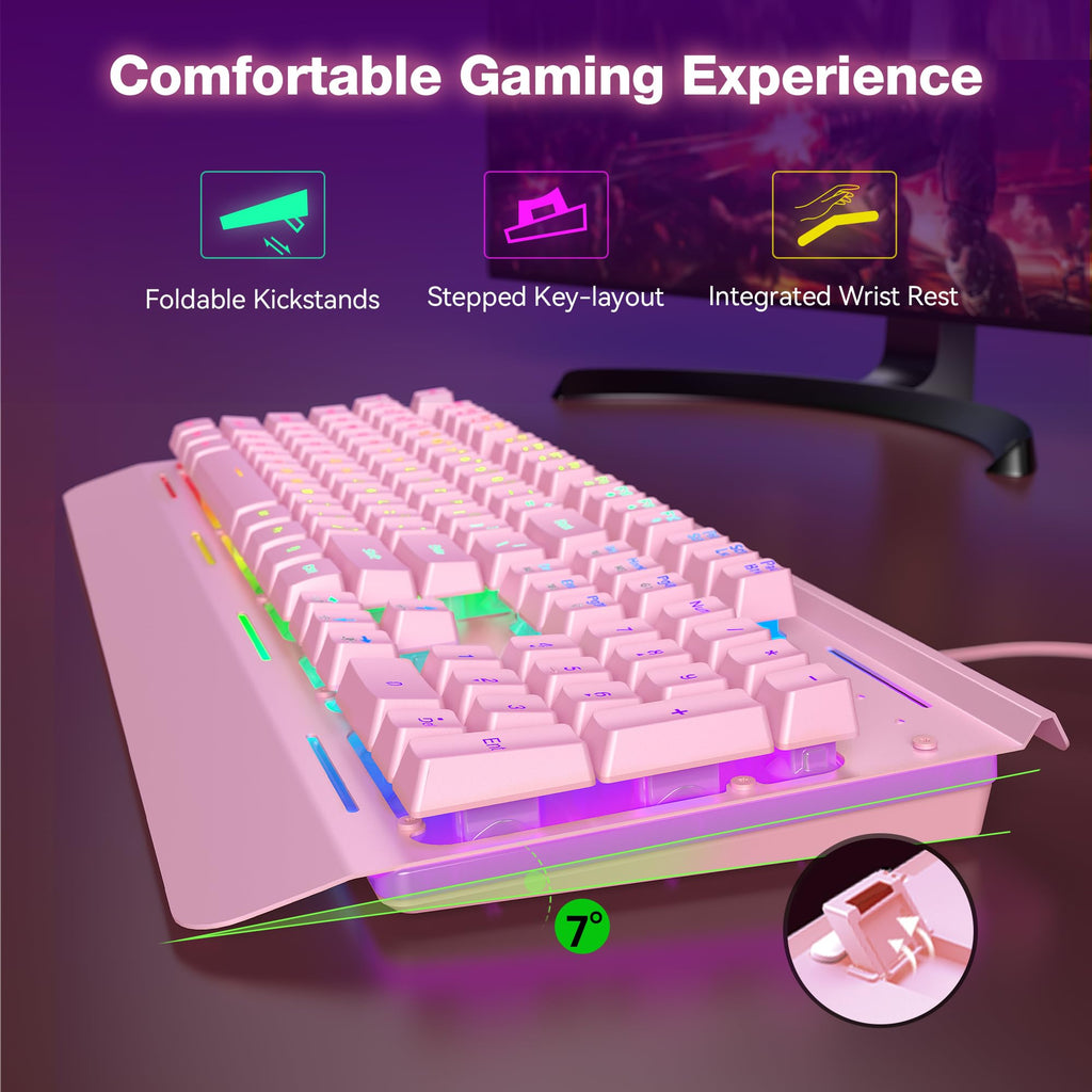 TECKNET Wired Gaming Keyboard, USB Wired Computer Keyboard, 15-Zone RGB Illumination, IP32 Water Resistance, 25 Anti-ghosting Keys, All-Metal Panel (Whisper Quiet Design)